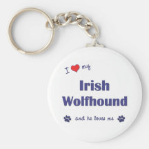 I Love My Irish Wolfhound (Male Dog) Key Chains