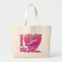 I Love My Kid pink/purple - heart Canvas Bag