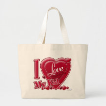 I Love My Kid red - heart Canvas Bags