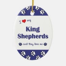 I Love My King Shepherds (Multiple Dogs) Christmas Ornaments