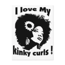I love my Kinky Curly Hair Post Cards