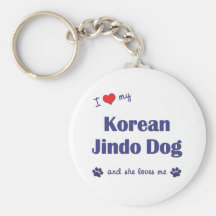 I Love My Korean Jindo Dog (Female Dog) Key Chain
