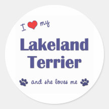 I Love My Lakeland Terrier (Female Dog) Round Sticker