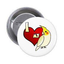 I Love my Lutino Cockatiel Buttons