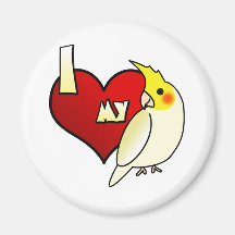 I Love my Lutino Cockatiel Fridge Magnet
