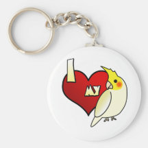 I Love my Lutino Cockatiel Key Chain