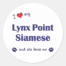 I Love My Lynx Point Siamese (Female Cat) Round Sticker