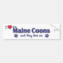I Love My Maine Coons (Multiple Cats) Bumper Stickers