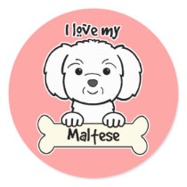 I Love My Maltese Round Stickers