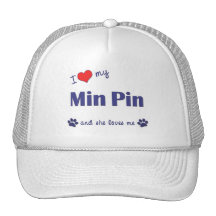 I Love My Min Pin (Female Dog) Hats