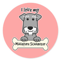 I Love My Miniature Schnauzer Round Stickers