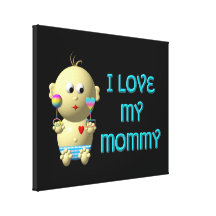 I love my mommy Bouncing Baby with Heart & Rattles Canvas Print