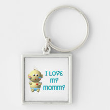 I love my mommy Bouncing Baby with Heart & Rattles Key Chains