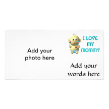 I love my mommy Bouncing Baby with Heart & Rattles Photo Cards