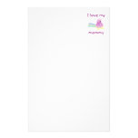 I love my mommy (pink bear w/ star) stationery design