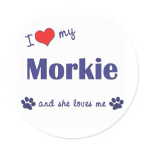 I Love My Morkie (Female Dog) Sticker