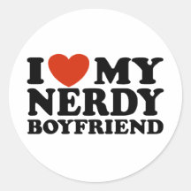 I Love My Nerdy Boyfriend Round Stickers