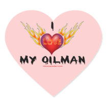 I Love My Oilman,Burning Heart Sticker,Oil,Gas