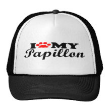I Love My Papillon Hats