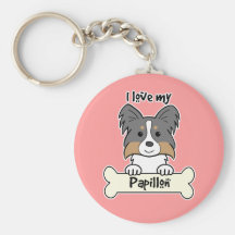 I Love My Papillon Keychain