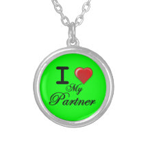 I Love my Partner Necklace Gift Green Background