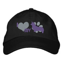 I Love my Pembroke Welsh Corgi Monochrome Embroidered Baseball Cap