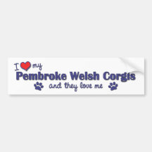 I Love My Pembroke Welsh Corgis (Multiple Dogs) Bumper Stickers