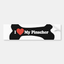 I Love My Pinscher - Dog Bone Bumper Sticker