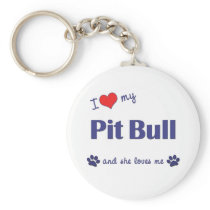 I Love My Pit Bull (Female Dog) Keychain
