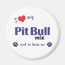 I Love My Pit Bull Mix (Male Dog) Fridge Magnets