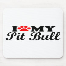 I Love My Pit Bull Mouse Pads