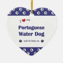 I Love My Portuguese Water Dog (Male Dog) Christmas Tree Ornament