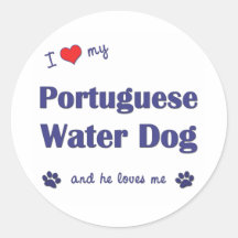 I Love My Portuguese Water Dog (Male Dog) Round Sticker