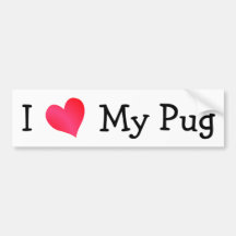 I Love My Pug Bumper Sticker
