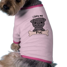I Love My Pug Doggie Tshirt