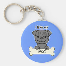 I Love My Pug Key Chains