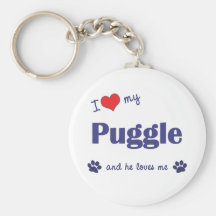 I Love My Puggle (Male Dog) Key Chains