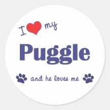 I Love My Puggle (Male Dog) Sticker