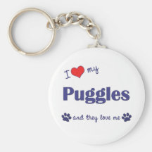 I Love My Puggles (Multiple Dogs) Key Chains
