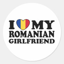 I Love My Romanian girlfriend Round Stickers