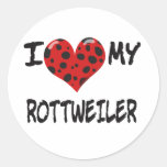 I LOVE MY ROTT WEILER ROUND STICKER