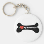 I Love My Rottweiler - Dog Bone Keychain