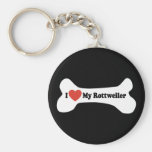 I Love My Rottweiler - Dog Bone Keychains