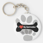 I Love My Rottweiler - Dog Bone Keychains