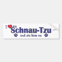 I Love My Schnau-Tzu (Female Dog) Bumper Stickers