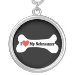 I Love My Schnauzer - Dog Bone Custom Necklace