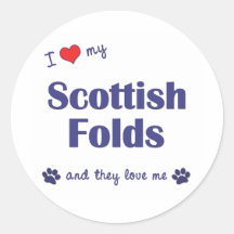 I Love My Scottish Folds (Multiple Cats) Round Sticker