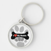I Love My Sheltie - Dog Bone Key Chains