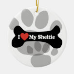 I Love My Sheltie - Dog Bone Christmas Tree Ornaments