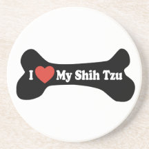 I Love My Shih Tzu - Dog Bone Beverage Coasters